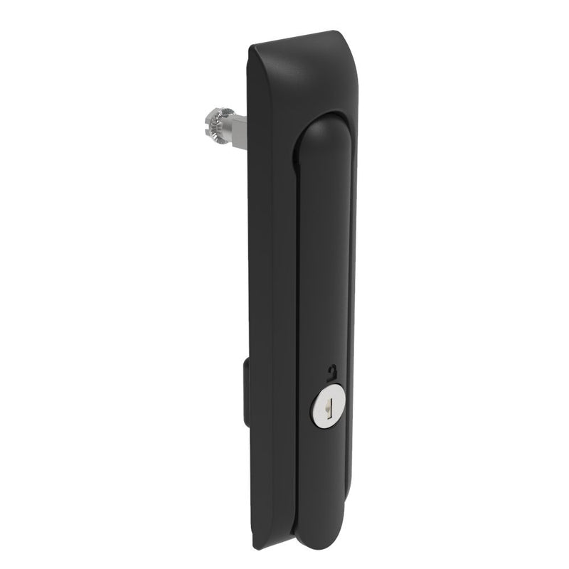 SOUTHCO Swinghandle Latch, Large Size - 150 mm (5.9 in), Without Padlock Hasp, Use with Linear Actuator, CH 300 Key, Non-Sealed, Zinc Alloy, Powder Coated, Black [H3-60-102-050]