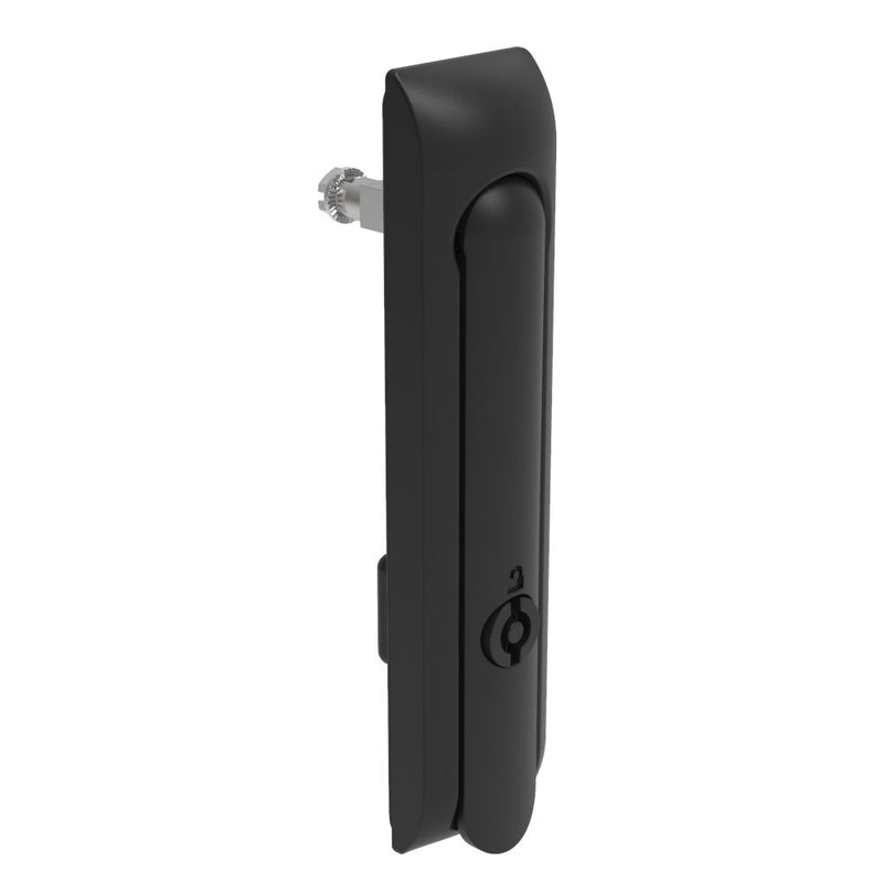 SOUTHCO Swinghandle Latch, Large Size - 150 mm (5.9 in), Without Padlock Hasp, Use with Linear Actuator, 5 mm Double Bit, Non-Sealed, Zinc Alloy, Powder Coated, Black [H3-60-141-050]
