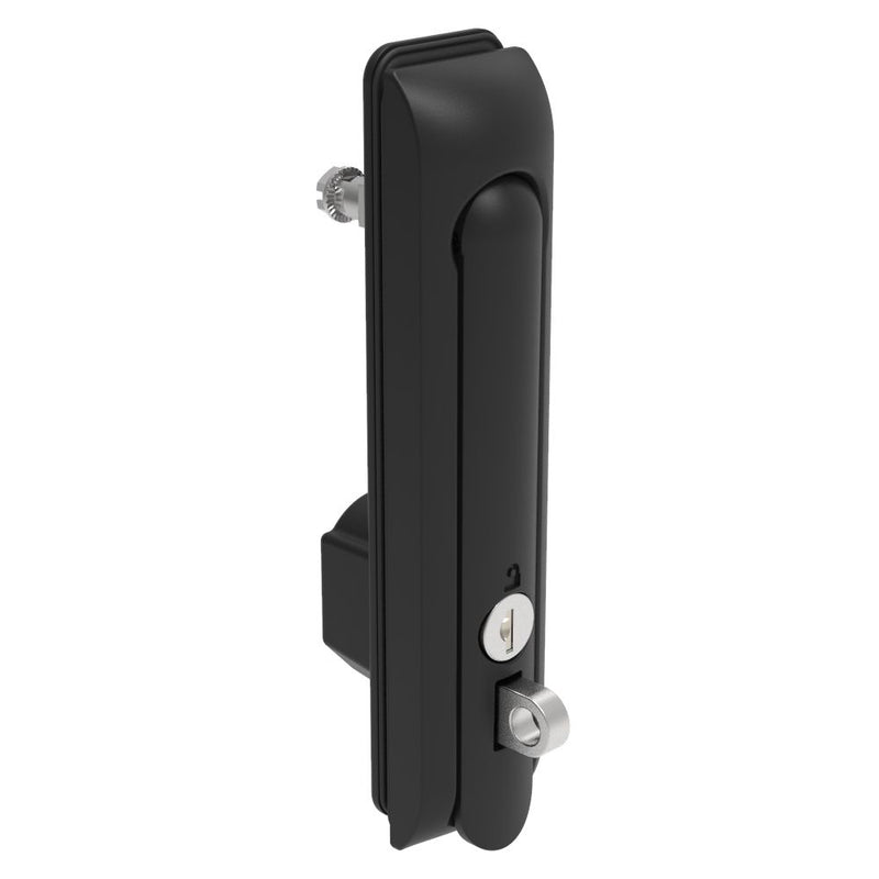 SOUTHCO Swinghandle Latch, Large Size - 150 mm (5.9 in), With Padlock Hasp, Use with Linear Actuator or as Single Point Latch, CH 751 Key (2 Keys Included), Sealed, Zinc Alloy, Powder Coated, Black [H3-60-201-150]