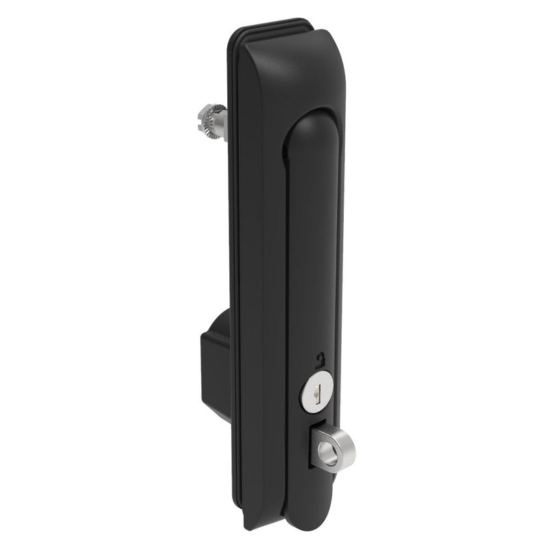 SOUTHCO Swinghandle Latch, Large Size - 150 mm (5.9 in), With Padlock Hasp, Use with Linear Actuator or as Single Point Latch, CH 300 Key, Sealed, Zinc Alloy, Powder Coated, Black [H3-60-202-150]