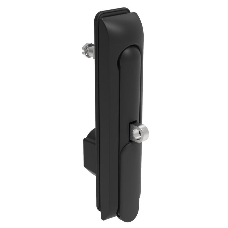 SOUTHCO Swinghandle Latch, Large Size - 150 mm (5.9 in), With Padlock Hasp, Use with Linear Actuator or as Single Point Latch, CH 751 Key DIN, Sealed, Zinc Alloy, Powder Coated, Black [H3-60-221-150]
