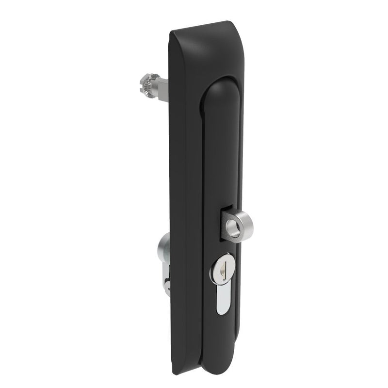 SOUTHCO Swinghandle Latch, Large Size - 150 mm (5.9 in), With Padlock Hasp, Use with Linear Actuator or as Single Point Latch, CH 300 Key DIN, Non-Sealed, Zinc Alloy, Powder Coated, Black [H3-60-222-050]