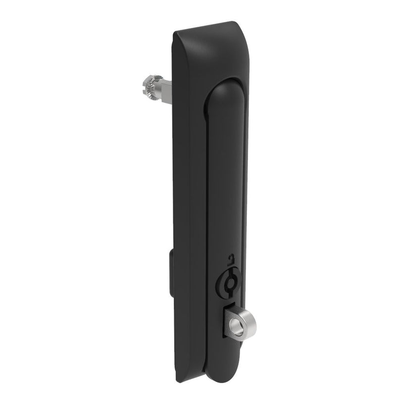 SOUTHCO Swinghandle Latch, Large Size - 150 mm (5.9 in), With Padlock Hasp, Use with Linear Actuator or as Single Point Latch, 5 mm Double Bit, Non-Sealed, Zinc Alloy, Powder Coated, Black [H3-60-241-050]