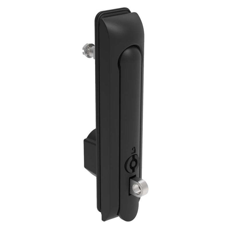 SOUTHCO Swinghandle Latch, Large Size - 150 mm (5.9 in), With Padlock Hasp, Use with Linear Actuator or as Single Point Latch, 5 mm Double Bit, Sealed, Zinc Alloy, Powder Coated, Black [H3-60-241-150]