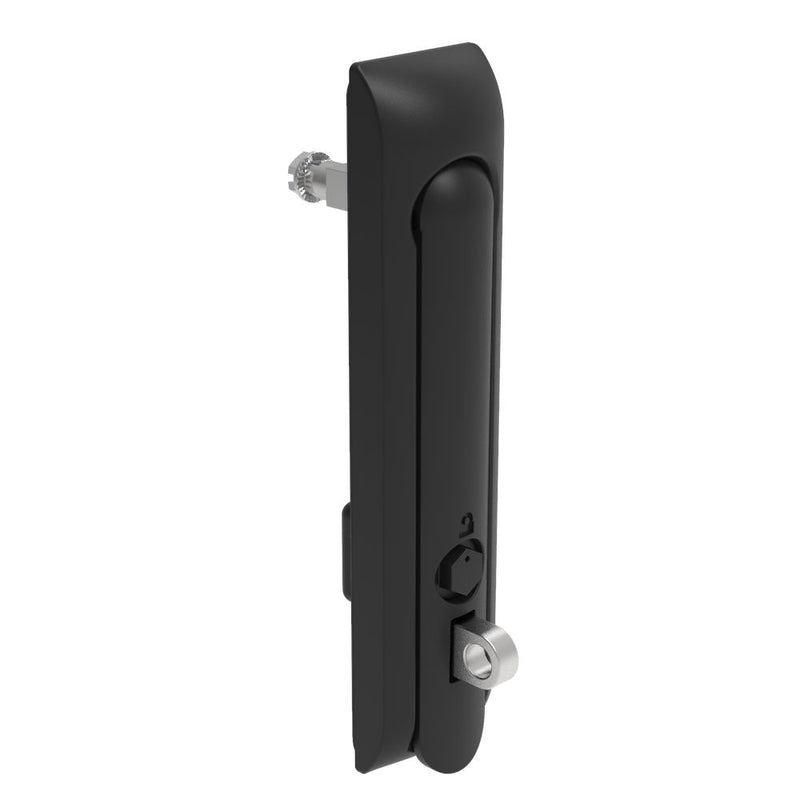 SOUTHCO Swinghandle Latch, Large Size - 150 mm (5.9 in), With Padlock Hasp, Use with Linear Actuator or as Single Point Latch, Bellcore 216 Key, Non-Sealed, Zinc Alloy, Powder Coated, Black [H3-60-242-050]