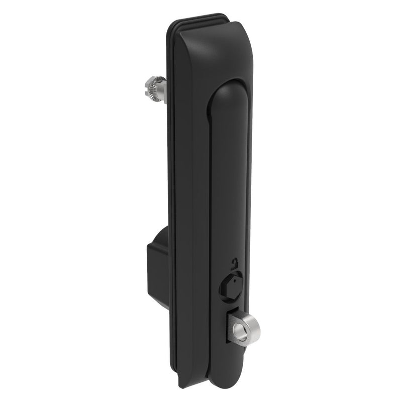 SOUTHCO Swinghandle Latch, Large Size - 150 mm (5.9 in), With Padlock Hasp, Use with Linear Actuator or as Single Point Latch, Bellcore 216 Key, Sealed, Zinc Alloy, Powder Coated, Black [H3-60-242-150]