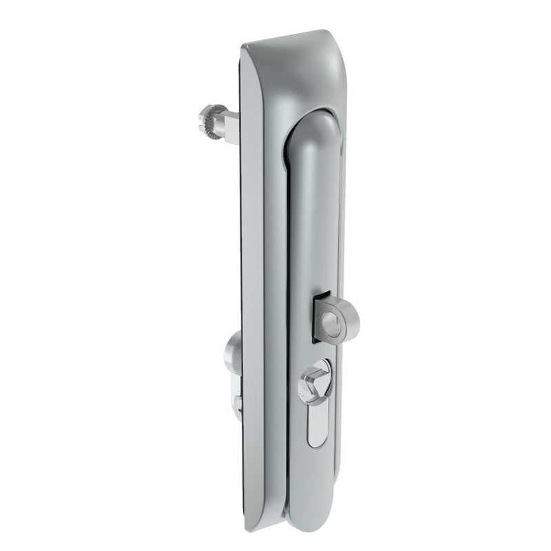SOUTHCO Swinghandle Latch, Large Size - 150 mm (5.9 in), With Padlock Hasp, Use with Linear Actuator or as Single Point Latch, 8 mm Triangle DIN, Non-Sealed, Zinc Alloy, Satin Chrome Plated [H3-60-277-044]