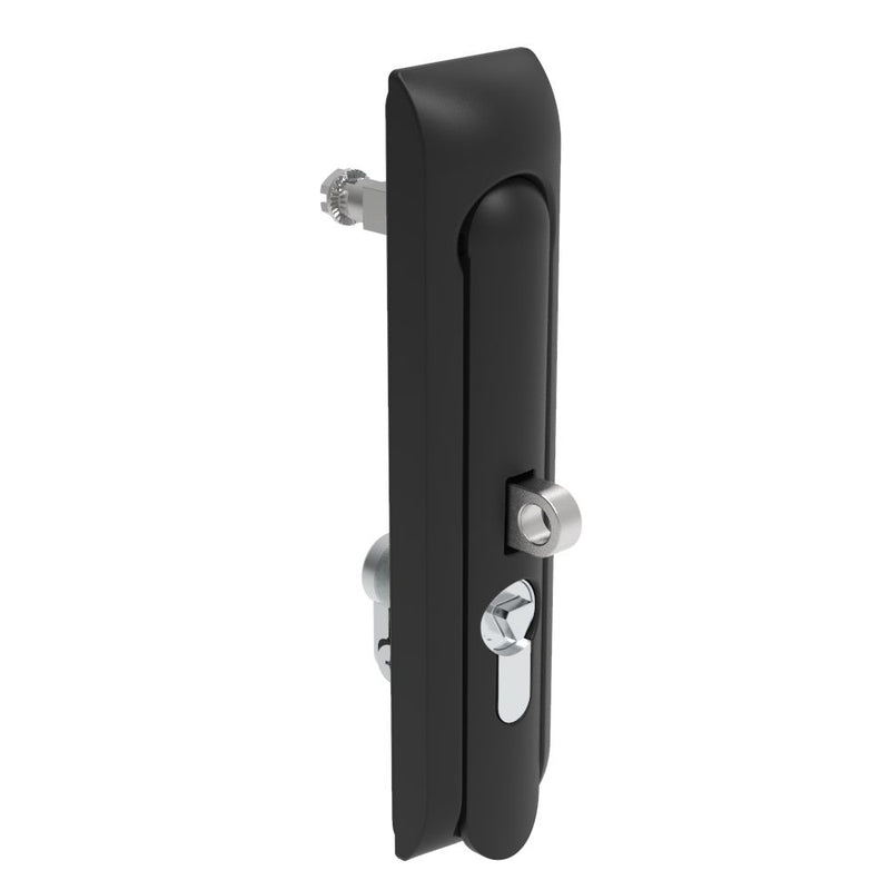 SOUTHCO Swinghandle Latch, Large Size - 150 mm (5.9 in), With Padlock Hasp, Use with Linear Actuator or as Single Point Latch, 8 mm Triangle DIN, Non-Sealed, Zinc Alloy, Powder Coated, Black [H3-60-277-050]