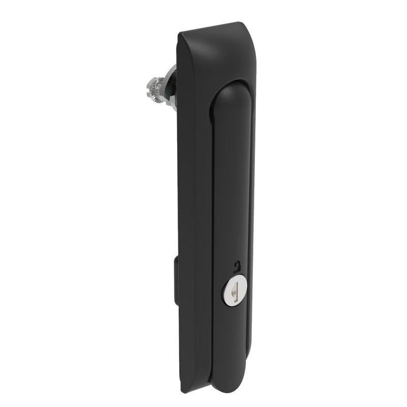 SOUTHCO Swinghandle Latch, Large Size - 150 mm (5.9 in), Without Padlock Hasp, Use with Linear Actuator, CH 751 Key (2 Keys Included), Non-Sealed, Zinc Alloy, Powder Coated, Black [H3-60-301-050]