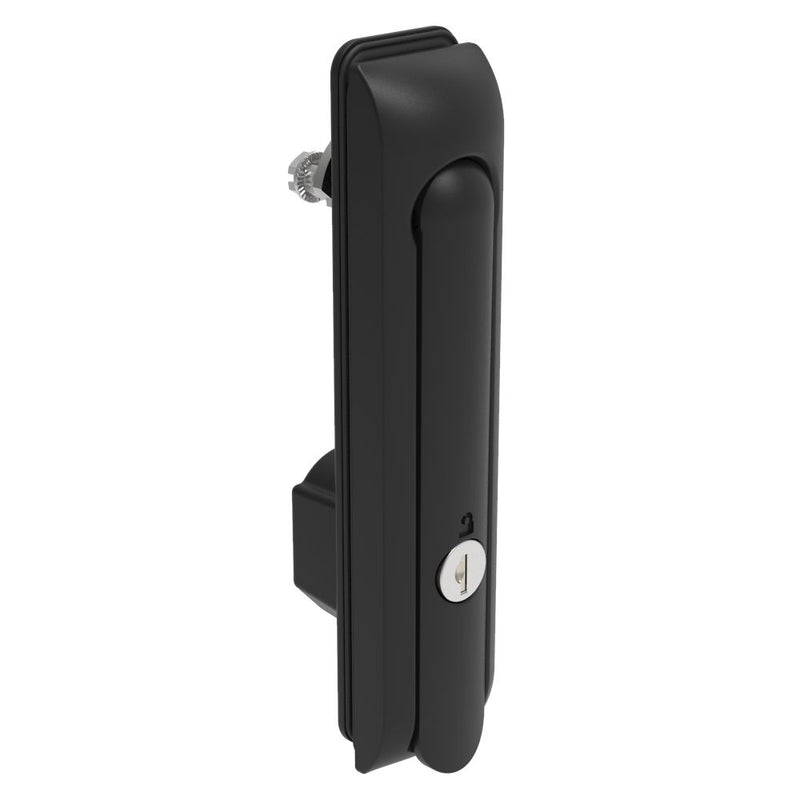 SOUTHCO Swinghandle Latch, Large Size - 150 mm (5.9 in), Without Padlock Hasp, Use with Linear Actuator, CH 751 Key (2 Keys Included), Sealed, Zinc Alloy, Powder Coated, Black [H3-60-301-150]