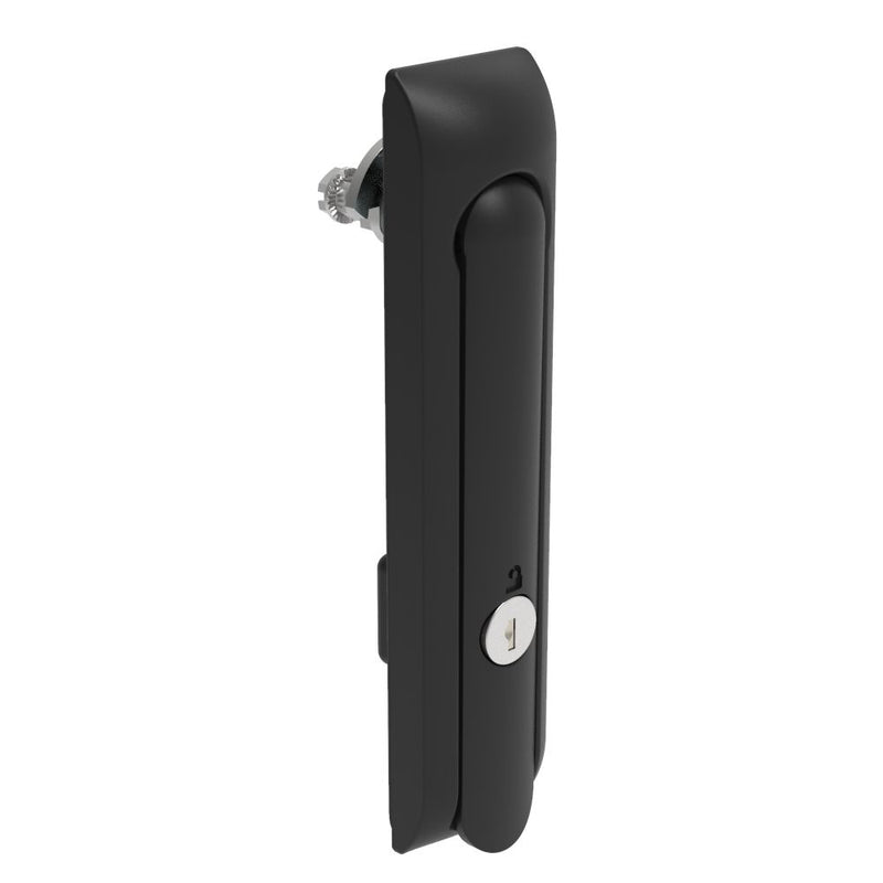 SOUTHCO Swinghandle Latch, Large Size - 150 mm (5.9 in), Without Padlock Hasp, Use with Linear Actuator, CH 300 Key, Non-Sealed, Zinc Alloy, Powder Coated, Black [H3-60-302-050]