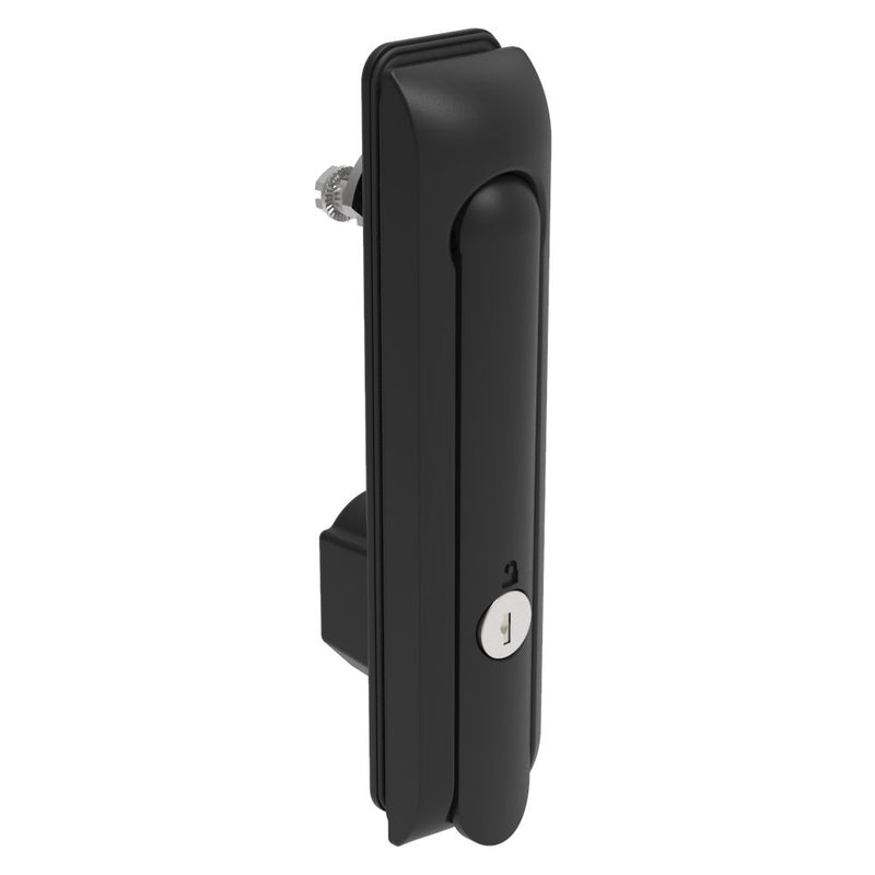 SOUTHCO Swinghandle Latch, Large Size - 150 mm (5.9 in), Without Padlock Hasp, Use with Linear Actuator, CH 300 Key, Sealed, Zinc Alloy, Powder Coated, Black [H3-60-302-150]