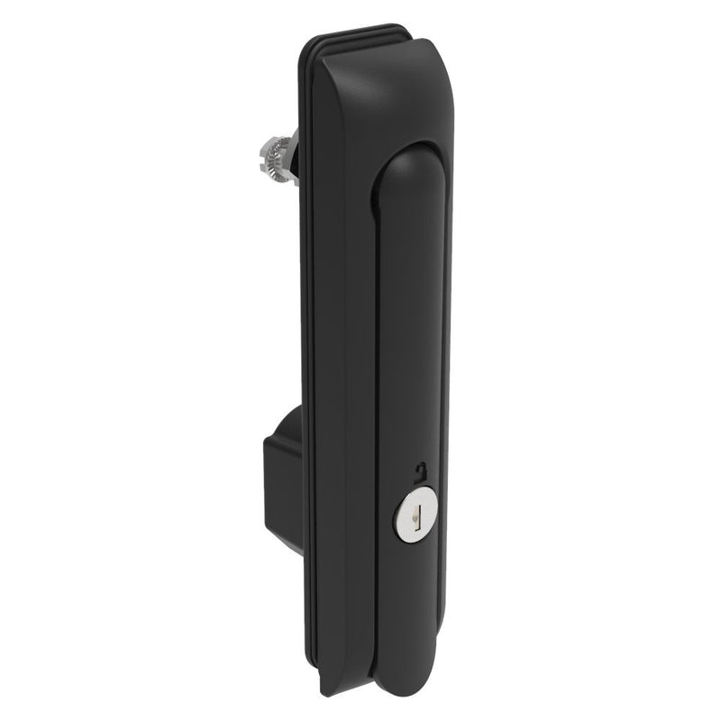 SOUTHCO Swinghandle Latch, Large Size - 150 mm (5.9 in), Without Padlock Hasp, Use with Linear Actuator, CH 333 Key, Sealed, Zinc Alloy, Powder Coated, Black [H3-60-303-150]