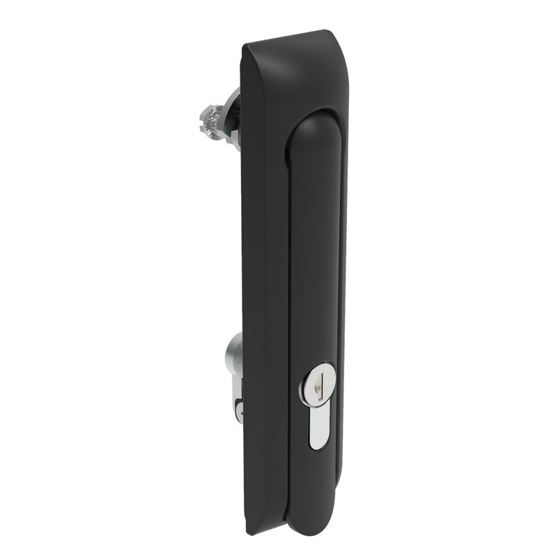 SOUTHCO Swinghandle Latch, Large Size - 150 mm (5.9 in), Without Padlock Hasp, Use with Linear Actuator, CH 300 Key DIN, Non-Sealed, Zinc Alloy, Powder Coated, Black [H3-60-322-050]