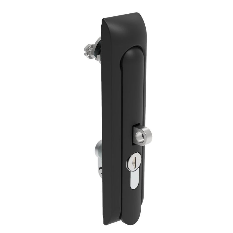 SOUTHCO Swinghandle Latch, Large Size - 150 mm (5.9 in), With Padlock Hasp, Use with Linear Actuator or as Single Point Latch, CH 751 Key DIN, Non-Sealed, Zinc Alloy, Powder Coated, Black [H3-60-421-050]