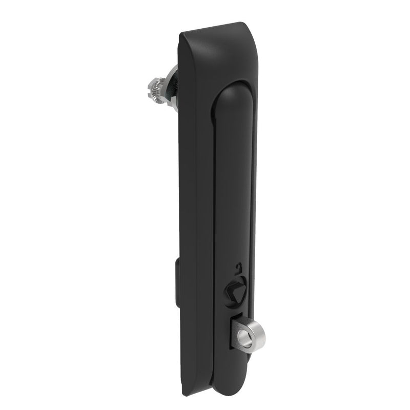 SOUTHCO Swinghandle Latch, Large Size - 150 mm (5.9 in), With Padlock Hasp, Use with Linear Actuator or as Single Point Latch, 8 mm Triangle, Non-Sealed, Zinc Alloy, Powder Coated, Black [H3-60-447-050]