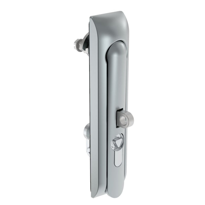 SOUTHCO Swinghandle Latch, Large Size - 150 mm (5.9 in), With Padlock Hasp, Use with Linear Actuator or as Single Point Latch, 8 mm Triangle DIN, Non-Sealed, Zinc Alloy, Satin Chrome Plated [H3-60-477-044]