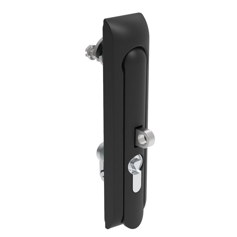 SOUTHCO Swinghandle Latch, Large Size - 150 mm (5.9 in), With Padlock Hasp, Use with Linear Actuator or as Single Point Latch, 8 mm Triangle DIN, Non-Sealed, Zinc Alloy, Powder Coated, Black [H3-60-477-050]
