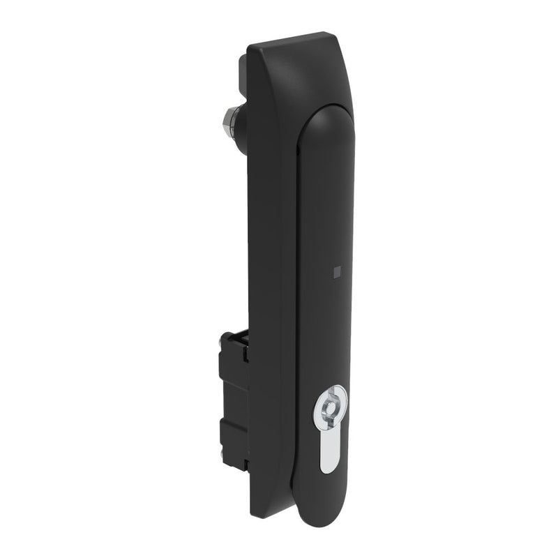 SOUTHCO Swinghandle Latch, Large Size - 150 mm (5.9 in), Lock/Unlock Handle, Use with Linear Actuator or as Single Point Latch, 5 mm Double Bit DIN, Non-Sealed, Glass filled Nylon, Black [H3-66-571-071]