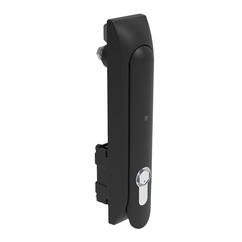 SOUTHCO Swinghandle Latch, Large Size - 150 mm (5.9 in), Lock/Unlock Handle, Use with Linear Actuator or as Single Point Latch, Bellcore 216 Key DIN, Non-Sealed, Glass filled Nylon, Black [H3-66-572-071]