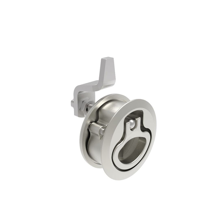 SOUTHCO Compression Latch, Medium Size, No Restriction, 18.5 - 29mm (.073 - 1.14 in) Door thickness, 21 - 28mm or 63 -76mm (.83 - 1.10 in or 2.48 - 3.00 in) Grip, 316 Stainless Steel, Electropolished [M1-20-33-58]
