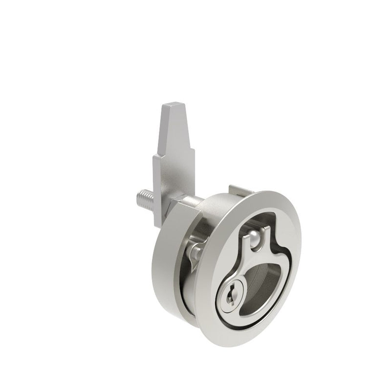 SOUTHCO Compression Latch, Medium Size, Key Locking, 12 - 22.5mm (.475 - . 885 in) Door thickness, 39 - 52mm (2.01 - 2.52 in) Grip, 316 Stainless Steel, Electropolished [M1-20-92-38]