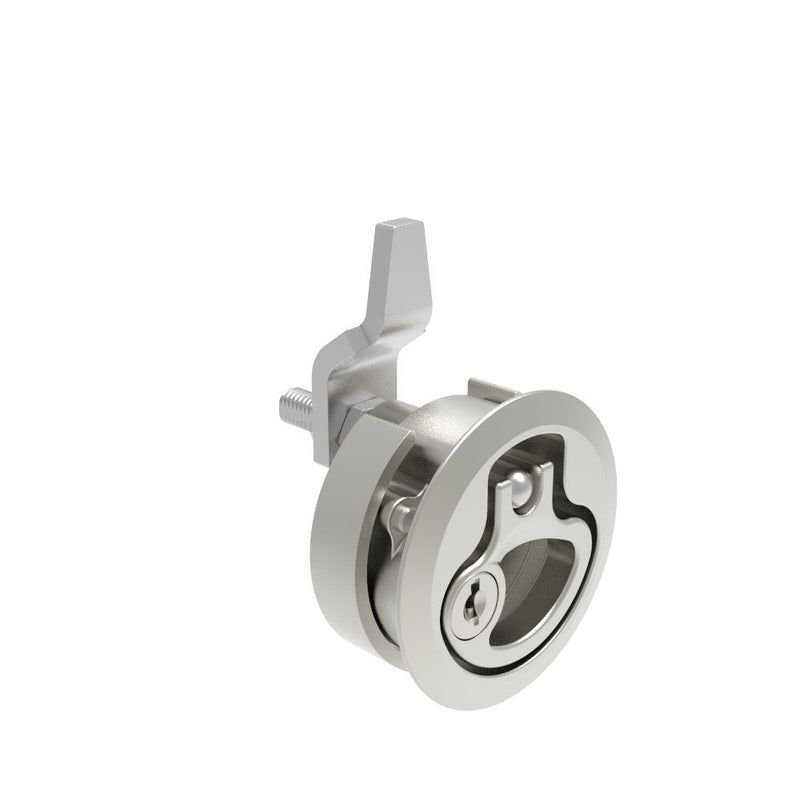 SOUTHCO Compression Latch, Medium Size, Key Locking, 12 - 22.5mm (.475 - . 885 in) Door thickness, 27 - 40mm or 51 -64mm (1.06 - 1.57 in or 2.00 - 2.52 in) Grip, 316 Stainless Steel, Electropolished [M1-20-92-48]