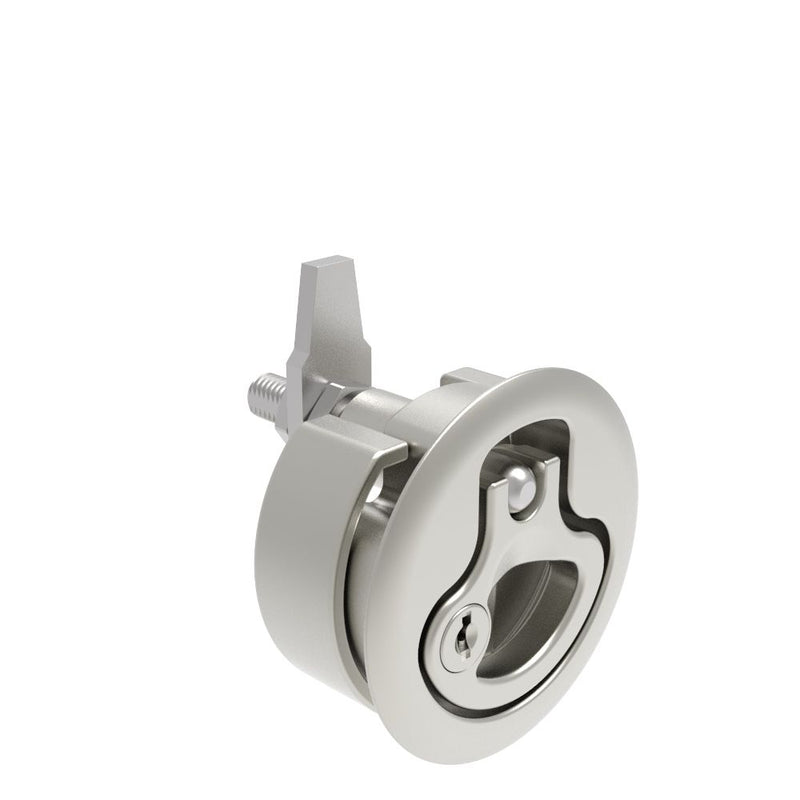 SOUTHCO Compression Latch, Large Size, Key Locking, 2 - 12mm (.075 - . 475 in) Door thickness, 47 - 61mm (1.85 - 2.40 in) Grip, 316 Stainless Steel, Electropolished [M1-25-91-38]