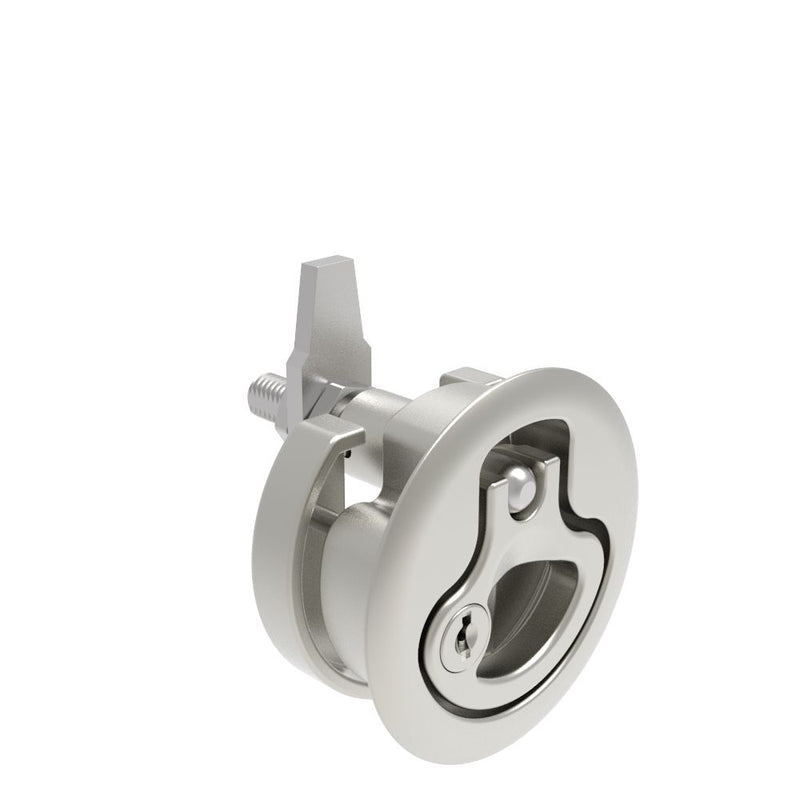 SOUTHCO Compression Latch, Large Size, Key Locking, 12 - 22.5mm (.475 - . 885 in) Door thickness, 47 - 61mm (1.85 - 2.40 in) Grip, 316 Stainless Steel, Electropolished [M1-25-92-38]