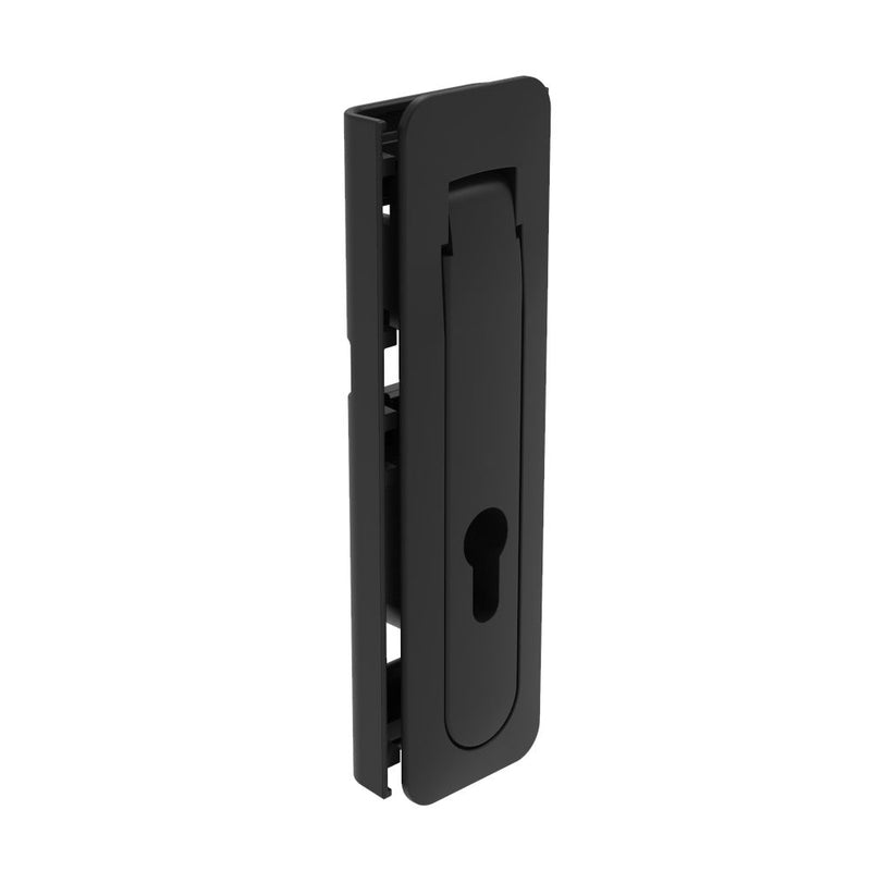 SOUTHCO Multi-Point Compression Latch Actuator, Key Locking, DIN profile (Lock not supplied), NEMA 4 / IP66 Sealed, 1.5 - 3mm (.06 - .12 in) Door thickness, Zinc alloy, Powder Coated, Black [M3-40-120-10]