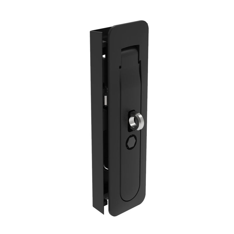 SOUTHCO Multi-Point Compression Latch Actuator, Tool Secured, with Padlock Hasp, Bellcore 216 Key, NEMA 4 / IP66 Sealed, 1.5 - 3mm (.06 - .12 in) Door thickness, Zinc alloy, Powder Coated, Black [M3-40-161-10]