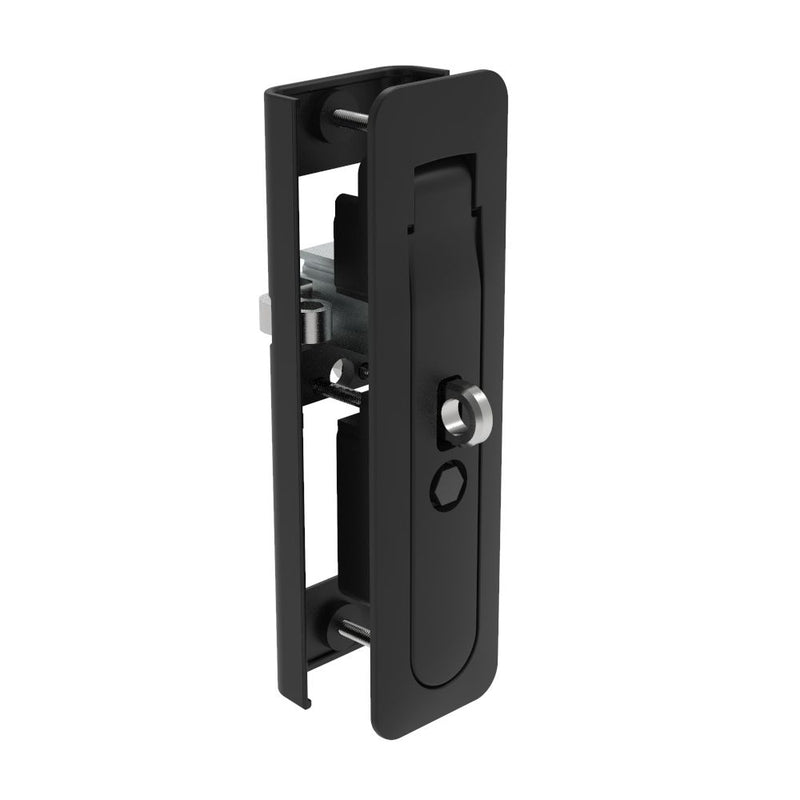 SOUTHCO Multi-Point Compression Latch Actuator, Tool Secured, with Padlock Hasp, Bellcore 216 Key, NEMA 4 / IP66 Sealed, 24 - 25.5mm (.94 - 1.00 in) Door thickness, Zinc alloy, Powder Coated, Black [M3-40-161-25]