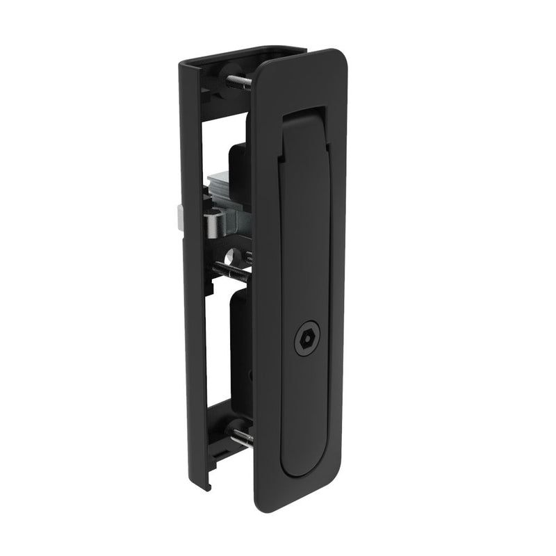SOUTHCO Multi-Point Compression Latch Actuator, Tool Secured, Bellcore Electronics Key, NEMA 4 / IP66 Sealed, 24 - 25.5mm (.94 - 1.00 in) Door thickness, Zinc alloy, Powder Coated, Black [M3-40-170-25]