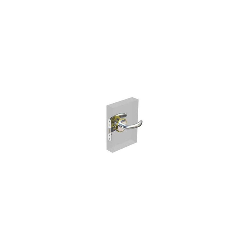 SOUTHCO McCoy Entry Door Latch, Nova Handle with Privacy Knob, Left Hand Out, 22 - 30mm (.88 - 1.19 in) Door Thickness, Chrome with Diamond Brass Accent [MA-01-420-01-14]