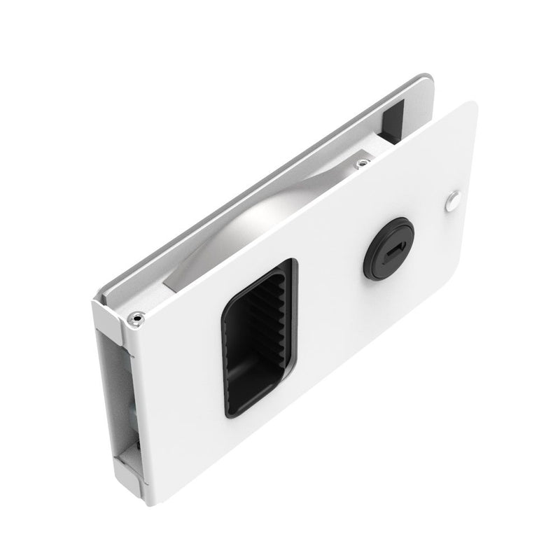 SOUTHCO Flush Entry Door Latch, Key Locking, Standard Design, Fits 12.7 (.50 in) Door Thickness, Aluminum, White Powder Coated [MF-01-110-70]
