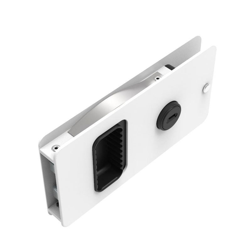 SOUTHCO Flush Entry Door Latch, Key Locking, Standard Design, Fits 12.7 (.50 in) Door Thickness, Aluminum, White Powder Coated [MF-01-210-70]