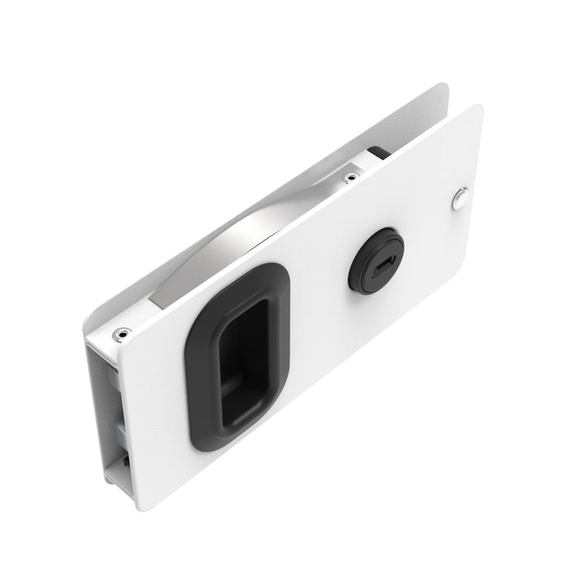 SOUTHCO Flush Entry Door Latch, Key Locking, Weather Proof Design, Fits 12.7 (.50 in) Door Thickness, Aluminum, White Powder Coated [MF-02-210-70]