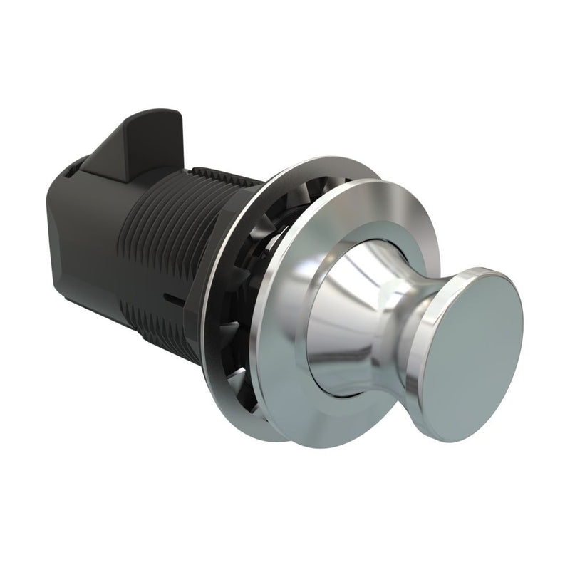 SOUTHCO Point Push To Close Latch, Round Housing, Chrome Housing, Chrome Knob [MP-05-312-11]