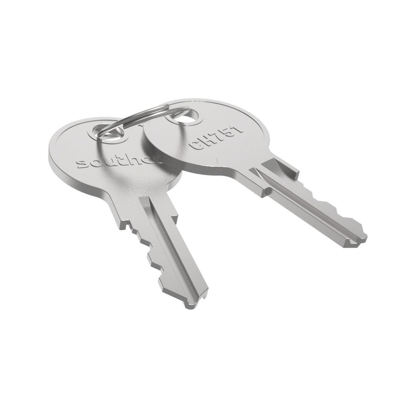 SOUTHCO Keys, 2 Flat, Brass, Nickel Plated, Code CH751 [PK-10-01]