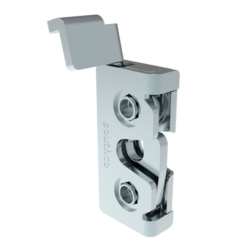 SOUTHCO Rotary Push-to-Close Latch, Micro Size, Single Stage, Direct Trigger, Integrated Bumper, 8-32 Thread, Steel, Zinc Plate, Bright Chromate [R4-05-21-9A05-10]