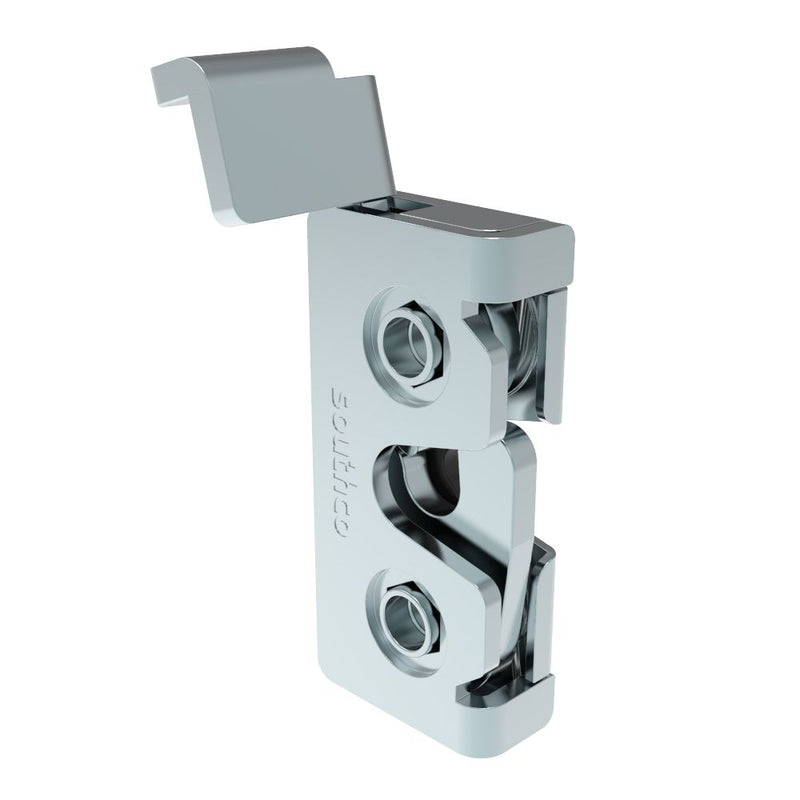 SOUTHCO Rotary Push-to-Close Latch, Micro Size, Single Stage, Direct Trigger, Integrated Bumper, 4.5 mm thru, Steel, Zinc Plate, Bright Chromate [R4-05-20-9A05-10]