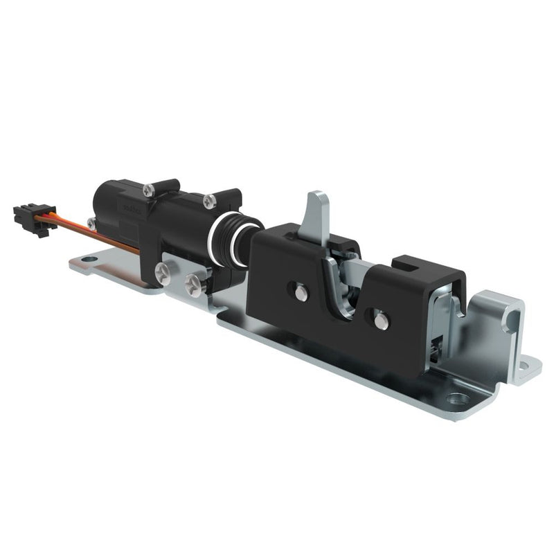 SOUTHCO Electronic Rotary Push-to-Close, Pull-to-Open Latch, Sealed, Plastic and Stainless Steel, Adhesive Backed, 12 Volts, with Connector [R4-05-25-4EB1-20]