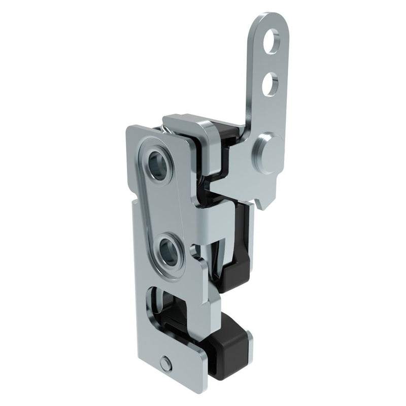 SOUTHCO Rotary Push-to-Close Latch, Small Size, Single Stage, with Integrated Bumper, In-Line Lever, 7.2 mm Through Hole, Steel, Zinc Plate, Bright chromate [R4-10-10-205-10]