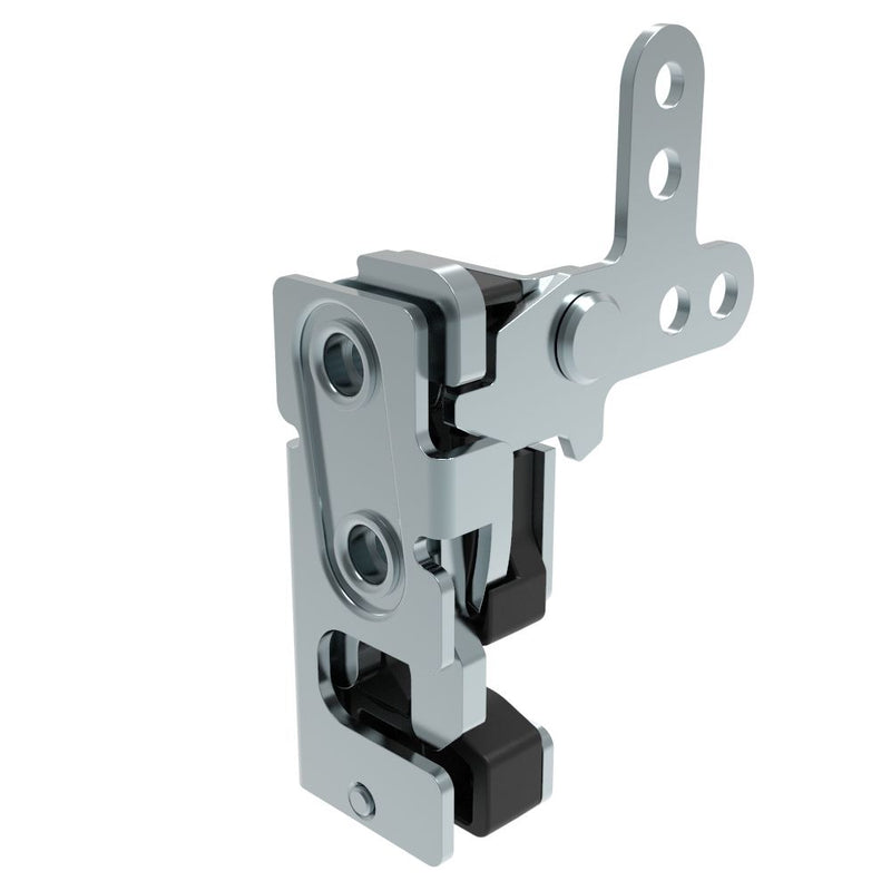 SOUTHCO Rotary Push-to-Close Latch, Small Size, Single Stage, with Integrated Bumper, 2-Point Lever, 7.2 mm Through Hole, Steel, Zinc Plate, Bright chromate [R4-10-10-305-10]