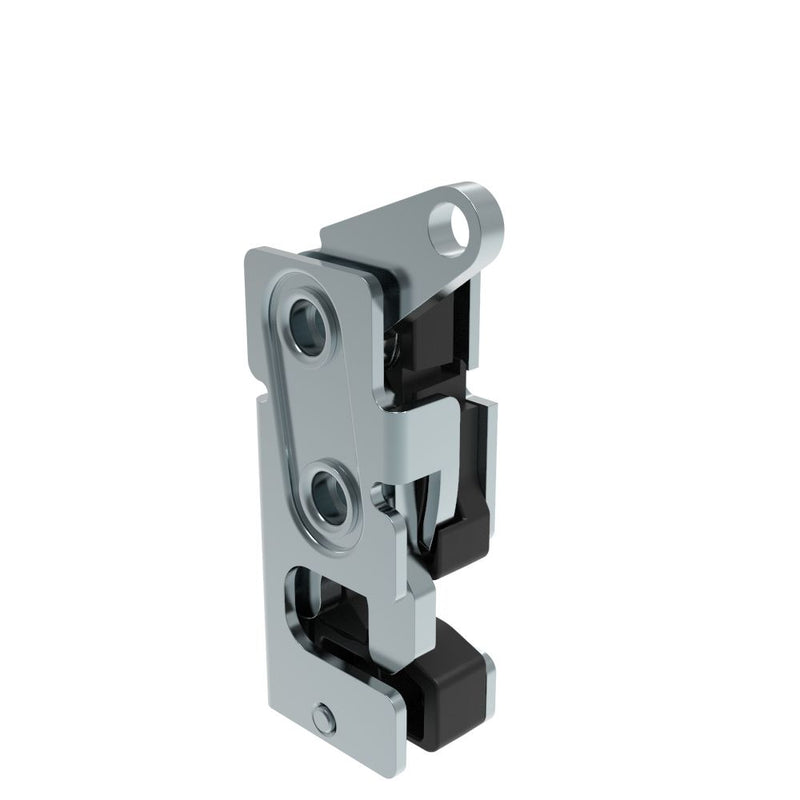 SOUTHCO Rotary Push-to-Close Latch, Small Size, Single Stage, with Integrated Bumper, Top Trigger, 7.2 mm Through Hole, Steel, Zinc Plate, Bright chromate [R4-10-10-605-10]