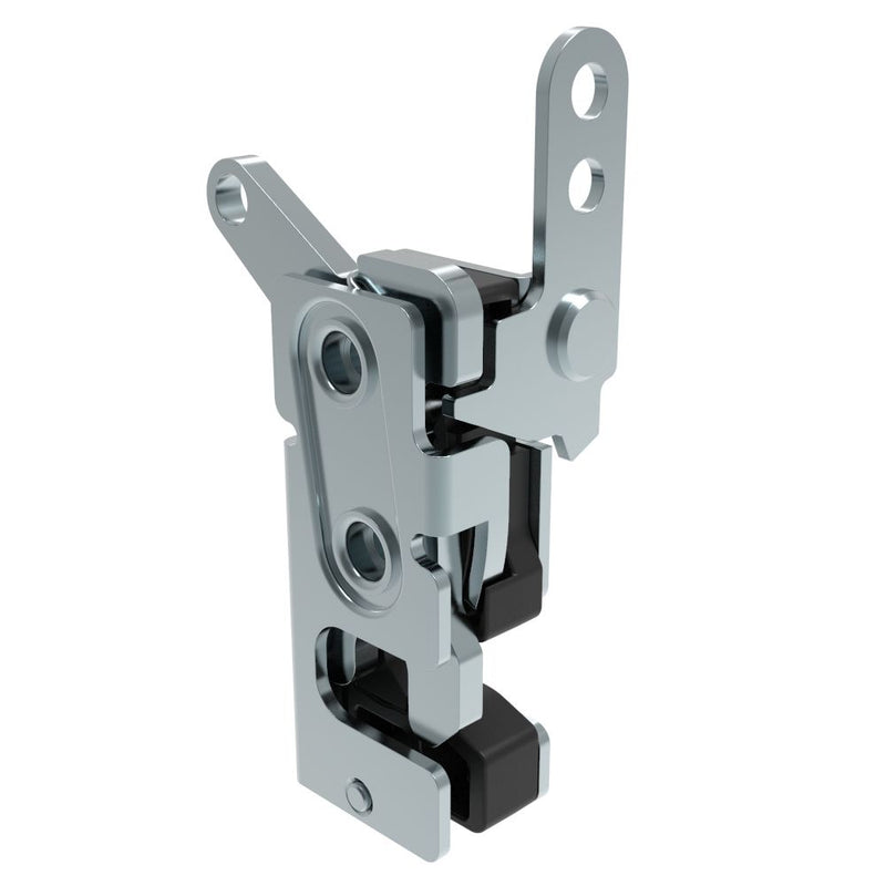 SOUTHCO Rotary Push-to-Close Latch, Small Size, Single Stage, with Integrated Bumper, Dual Trigger, In-line / Bottom Trigger, 7.2 mm Thru, Steel, Zinc Plate, Bright chromate [R4-10-10-705-10]