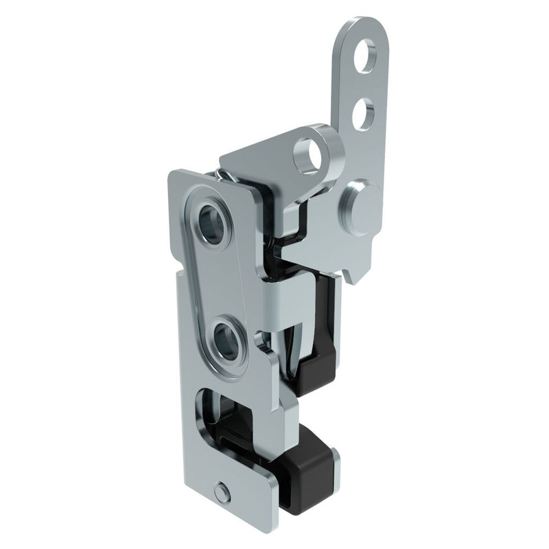 SOUTHCO Rotary Push-to-Close Latch, Small Size, Single Stage, with Integrated Bumper, Dual Trigger, In-line / Top Trigger, 7.2 mm Thru, Steel, Zinc Plate, Bright chromate [R4-10-10-805-10]