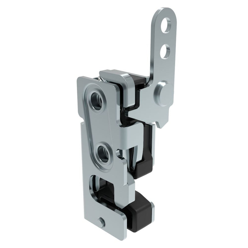 SOUTHCO Rotary Push-to-Close Latch, Small Size, Single Stage, with Integrated Bumper, In-Line Lever, 1/4-20 Thread, Steel, Zinc Plate, Bright chromate [R4-10-11-205-10]