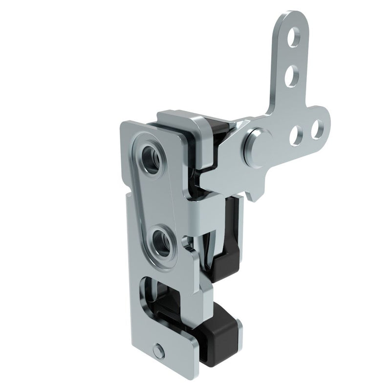 SOUTHCO Rotary Push-to-Close Latch, Small Size, Single Stage, with Integrated Bumper, 2-Point Lever, 1/4-20 Thread, Steel, Zinc Plate, Bright chromate [R4-10-11-305-10]
