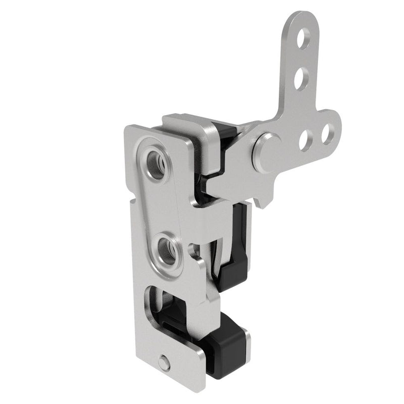 SOUTHCO Rotary Push-to-Close Latch, Small Size, Single Stage, with Integrated Bumper, 2-Point Trigger, 1/4-20 Thread, Stainless Steel, Passivated [R4-10-11-305-20]